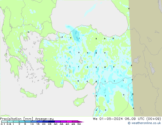 Precipitación Arpege-eu mié 01.05.2024 09 UTC