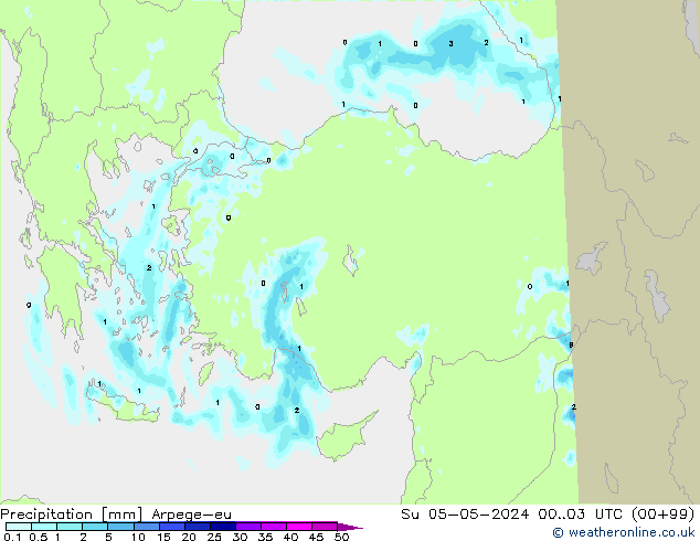 Precipitation Arpege-eu Su 05.05.2024 03 UTC