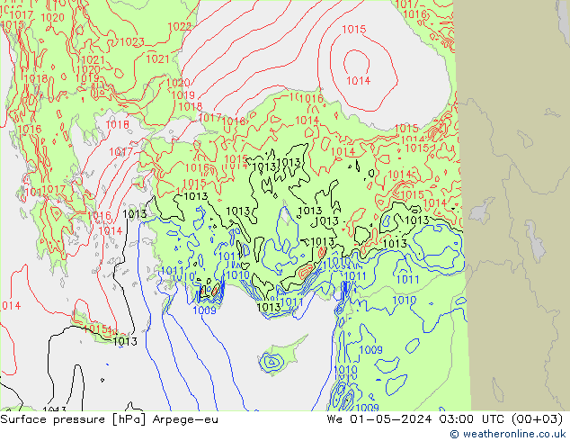 Yer basıncı Arpege-eu Çar 01.05.2024 03 UTC