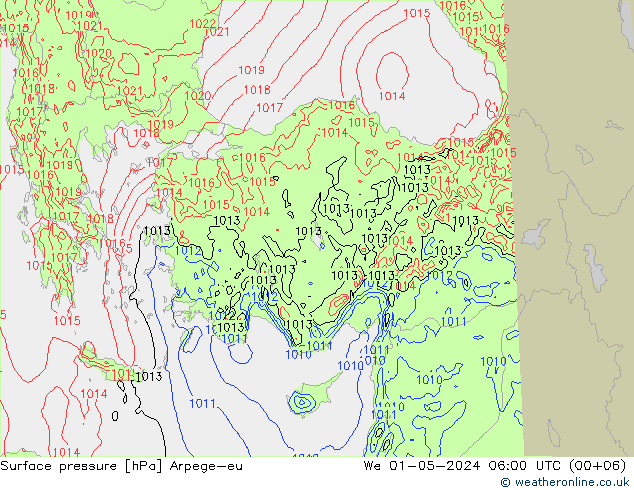 Surface pressure Arpege-eu We 01.05.2024 06 UTC