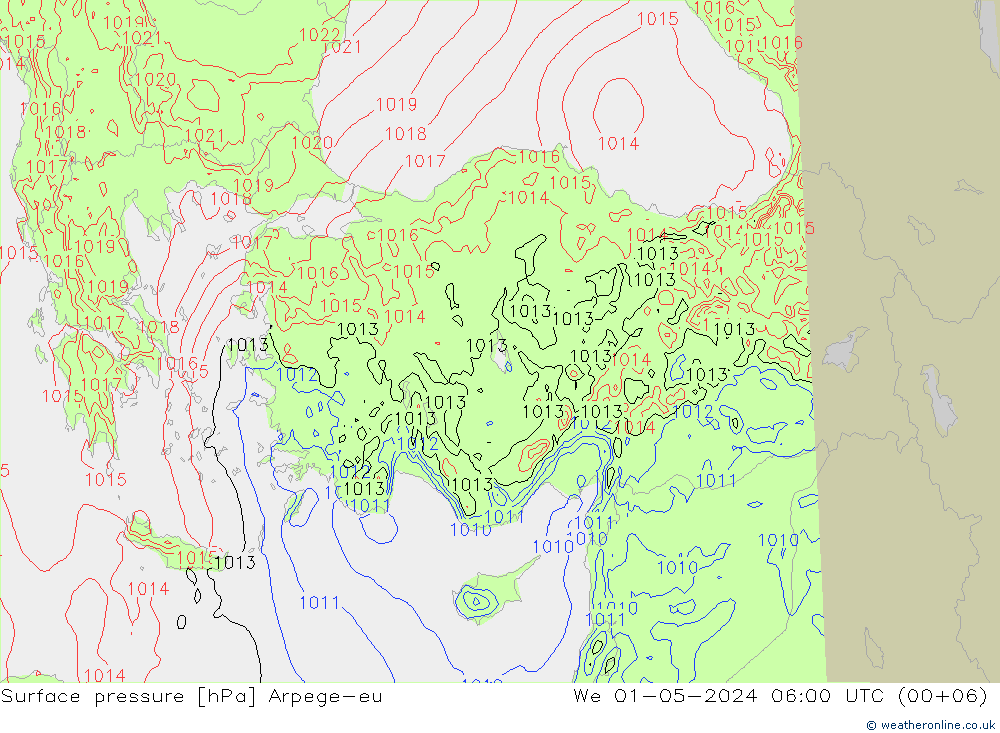 Yer basıncı Arpege-eu Çar 01.05.2024 06 UTC