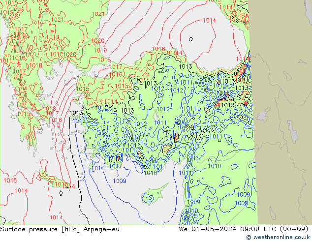 приземное давление Arpege-eu ср 01.05.2024 09 UTC