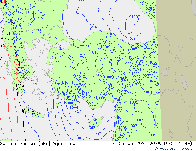 Luchtdruk (Grond) Arpege-eu vr 03.05.2024 00 UTC