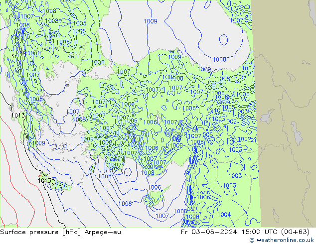 Surface pressure Arpege-eu Fr 03.05.2024 15 UTC