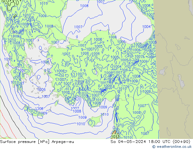 приземное давление Arpege-eu сб 04.05.2024 18 UTC