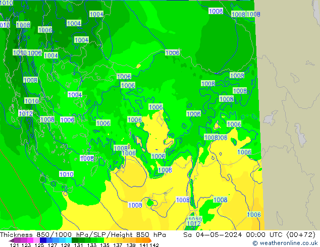 Dikte 850-1000 hPa Arpege-eu za 04.05.2024 00 UTC