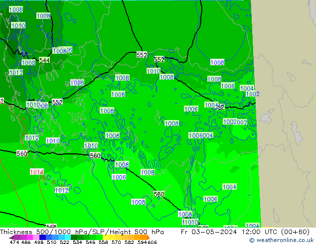 Thck 500-1000hPa Arpege-eu Sex 03.05.2024 12 UTC