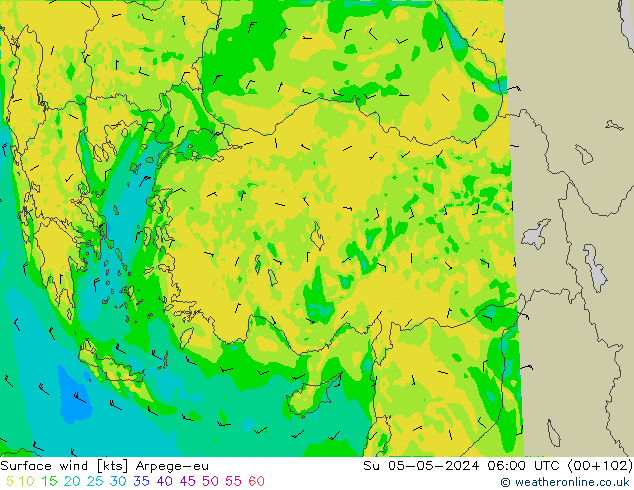  10 m Arpege-eu  05.05.2024 06 UTC