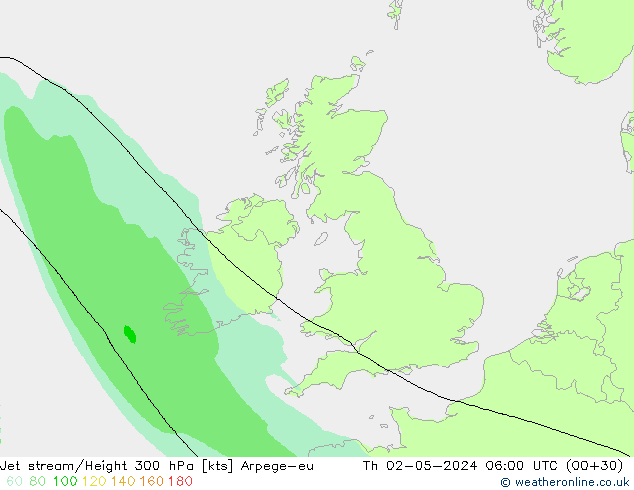 Corriente en chorro Arpege-eu jue 02.05.2024 06 UTC