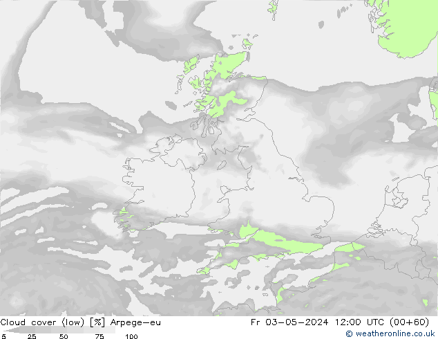 nízká oblaka Arpege-eu Pá 03.05.2024 12 UTC