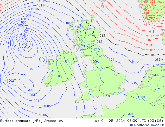 Luchtdruk (Grond) Arpege-eu wo 01.05.2024 06 UTC