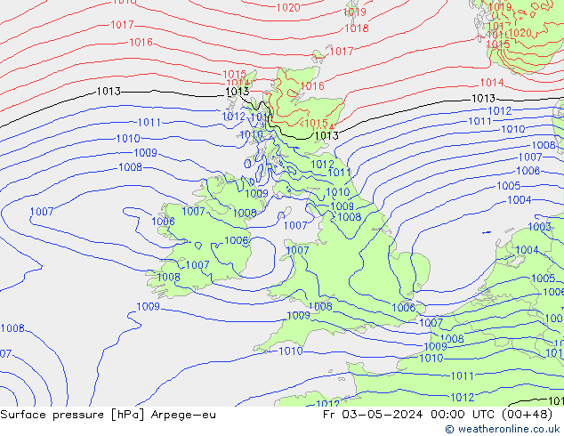 Surface pressure Arpege-eu Fr 03.05.2024 00 UTC