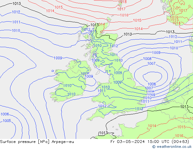 Surface pressure Arpege-eu Fr 03.05.2024 15 UTC