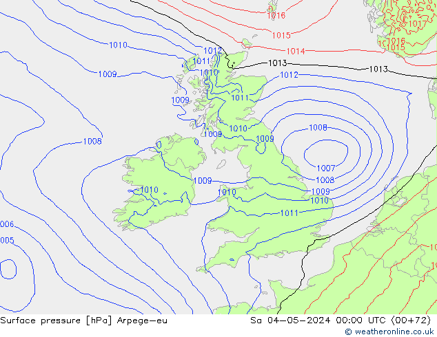 Surface pressure Arpege-eu Sa 04.05.2024 00 UTC