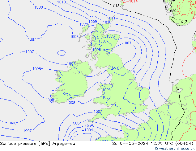 Surface pressure Arpege-eu Sa 04.05.2024 12 UTC