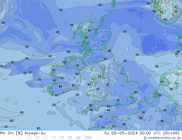 RH 2m Arpege-eu Su 05.05.2024 00 UTC