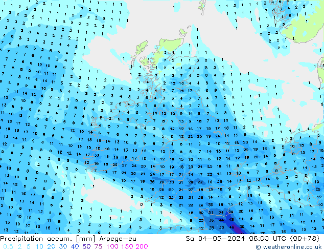 Toplam Yağış Arpege-eu Cts 04.05.2024 06 UTC