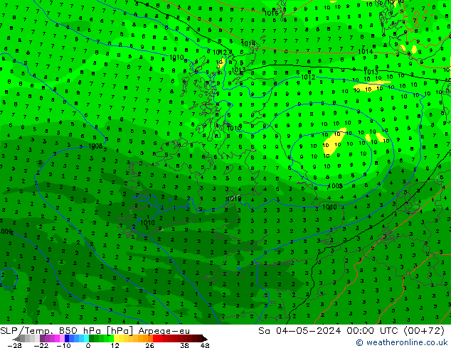 SLP/Temp. 850 hPa Arpege-eu so. 04.05.2024 00 UTC