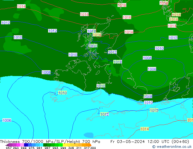 Dikte700-1000 hPa Arpege-eu vr 03.05.2024 12 UTC