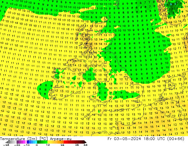 Temperature (2m) Arpege-eu Fr 03.05.2024 18 UTC