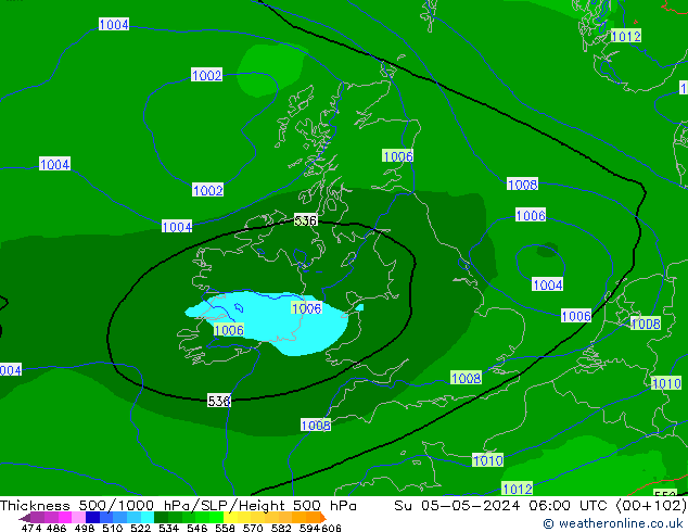 Thck 500-1000hPa Arpege-eu dom 05.05.2024 06 UTC