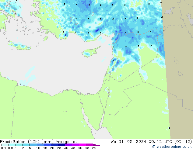 Yağış (12h) Arpege-eu Çar 01.05.2024 12 UTC