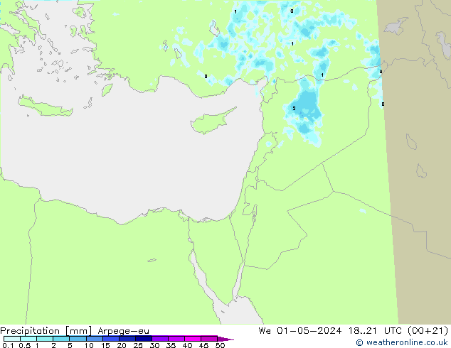 Precipitation Arpege-eu We 01.05.2024 21 UTC