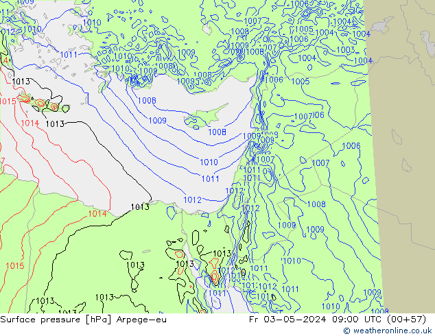 Surface pressure Arpege-eu Fr 03.05.2024 09 UTC