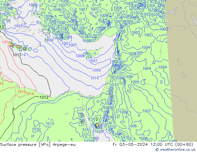 Atmosférický tlak Arpege-eu Pá 03.05.2024 12 UTC