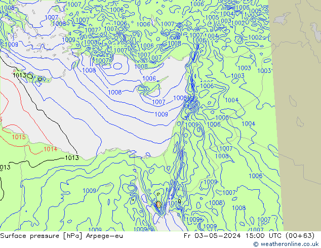 Luchtdruk (Grond) Arpege-eu vr 03.05.2024 15 UTC