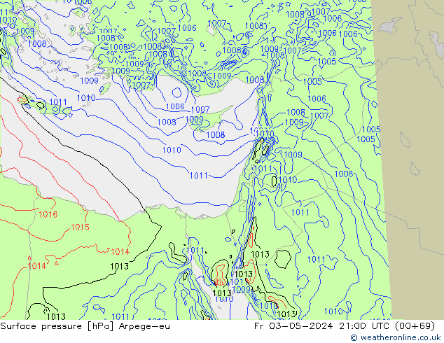 Surface pressure Arpege-eu Fr 03.05.2024 21 UTC