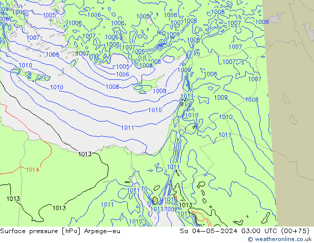 Surface pressure Arpege-eu Sa 04.05.2024 03 UTC