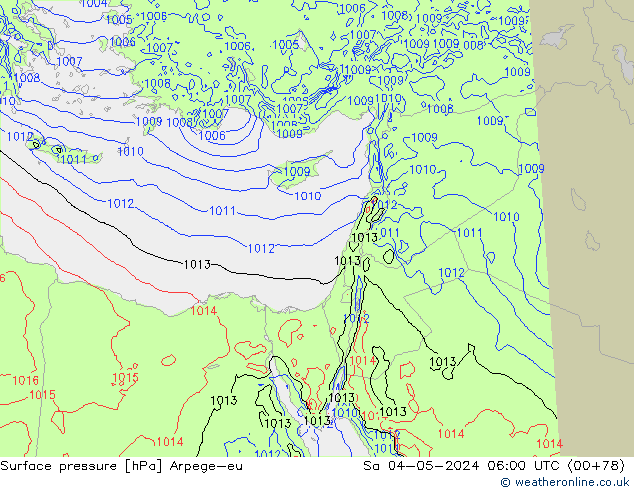 Surface pressure Arpege-eu Sa 04.05.2024 06 UTC