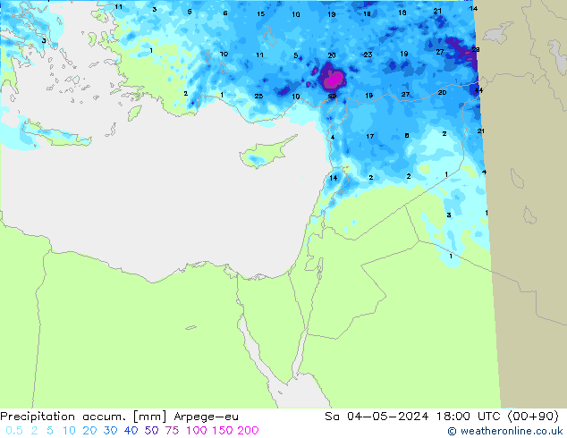 Precipitation accum. Arpege-eu So 04.05.2024 18 UTC