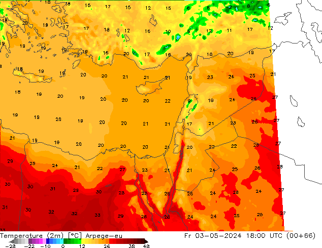 Temperature (2m) Arpege-eu Fr 03.05.2024 18 UTC