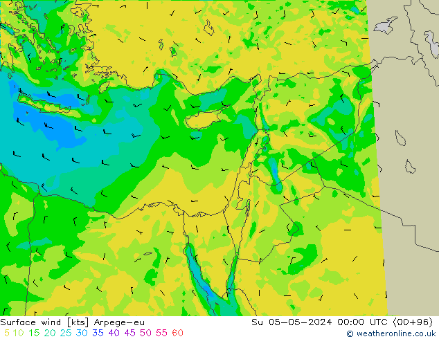 ветер 10 m Arpege-eu Вс 05.05.2024 00 UTC