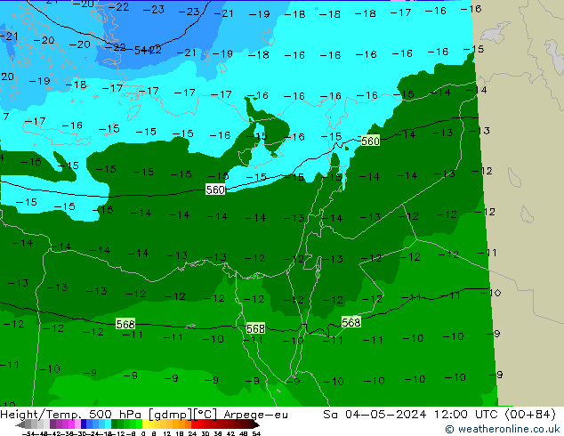 Height/Temp. 500 hPa Arpege-eu Sa 04.05.2024 12 UTC