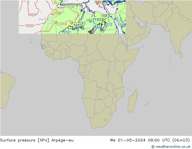 pressão do solo Arpege-eu Qua 01.05.2024 09 UTC