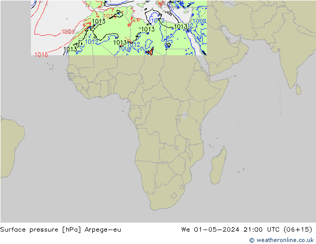 Atmosférický tlak Arpege-eu St 01.05.2024 21 UTC