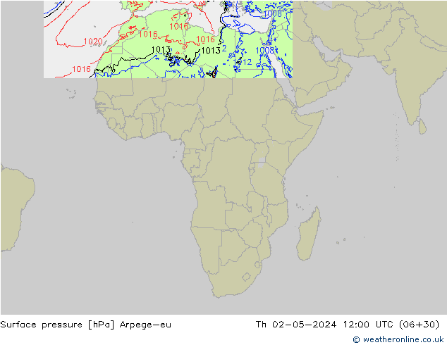 Atmosférický tlak Arpege-eu Čt 02.05.2024 12 UTC