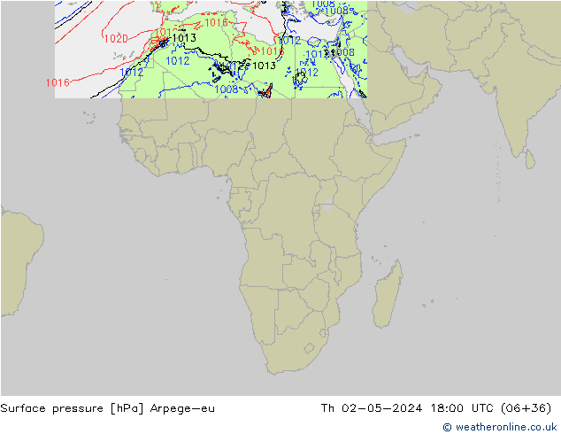 Surface pressure Arpege-eu Th 02.05.2024 18 UTC