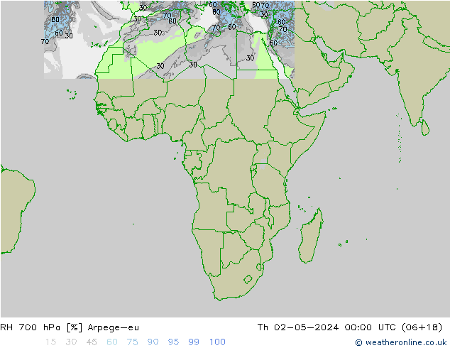 RH 700 hPa Arpege-eu Th 02.05.2024 00 UTC