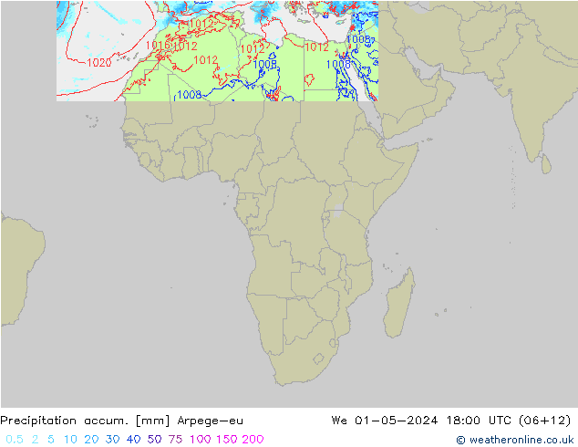 Precipitation accum. Arpege-eu We 01.05.2024 18 UTC