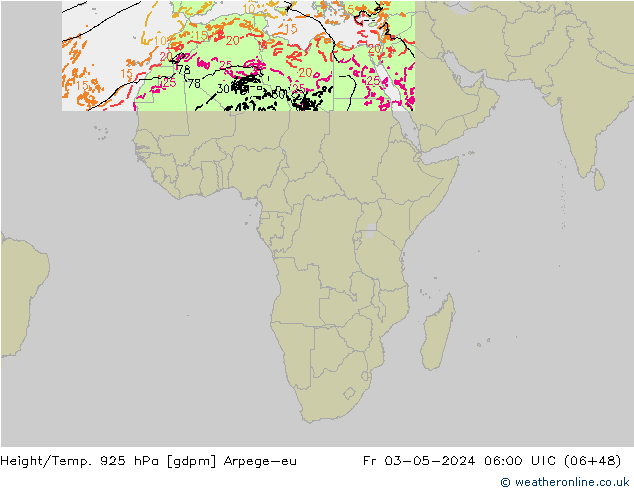 Height/Temp. 925 hPa Arpege-eu Sex 03.05.2024 06 UTC