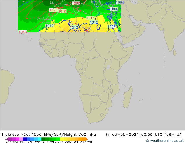 Thck 700-1000 hPa Arpege-eu Fr 03.05.2024 00 UTC