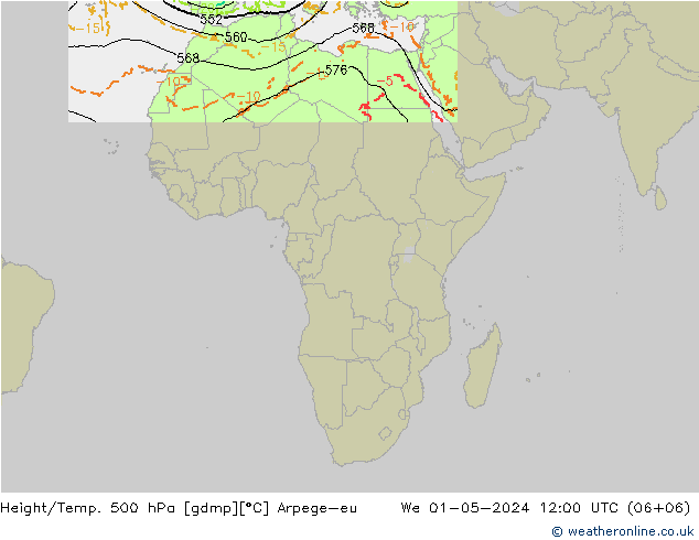 Height/Temp. 500 hPa Arpege-eu We 01.05.2024 12 UTC