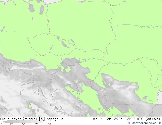 Bulutlar (orta) Arpege-eu Çar 01.05.2024 12 UTC