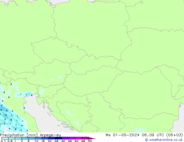 Précipitation Arpege-eu mer 01.05.2024 09 UTC