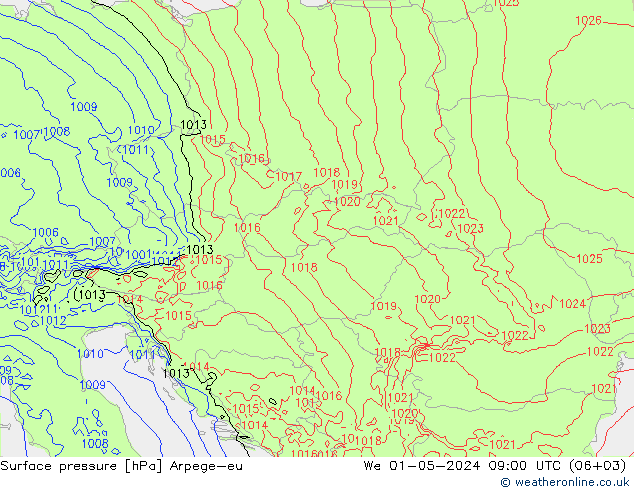 pressão do solo Arpege-eu Qua 01.05.2024 09 UTC
