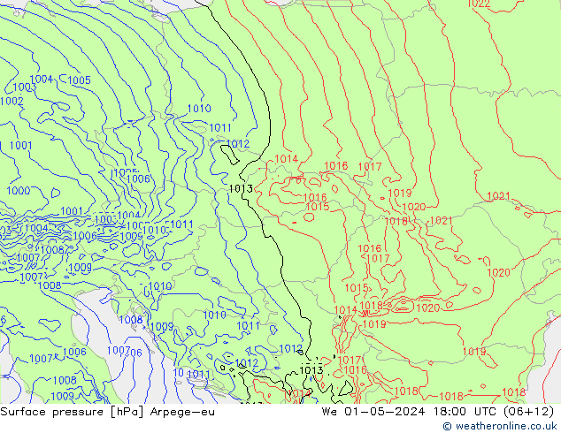 Atmosférický tlak Arpege-eu St 01.05.2024 18 UTC